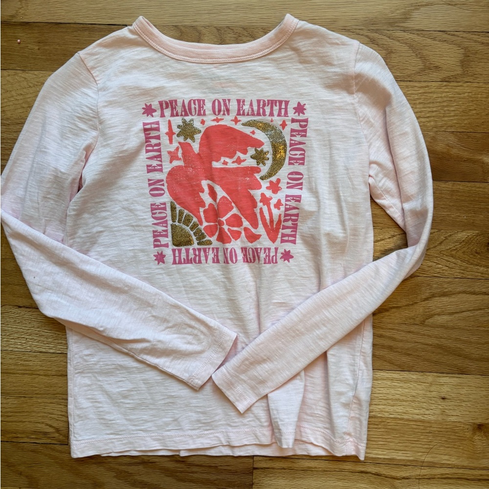 Crewcuts Pink 'Peace on Earth' Long Sleeve Tee